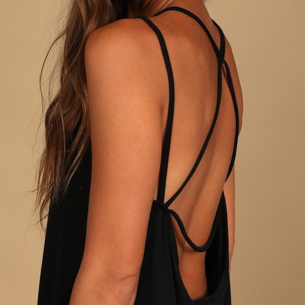 Lulus Strap In Black Strappy Back Cami Tank Top - Size M